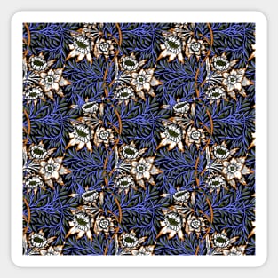 William Morris Tulip and Willow Pattern Blue on Black Sticker